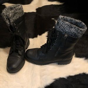 Combat Boots w/ Sweater Cuff
